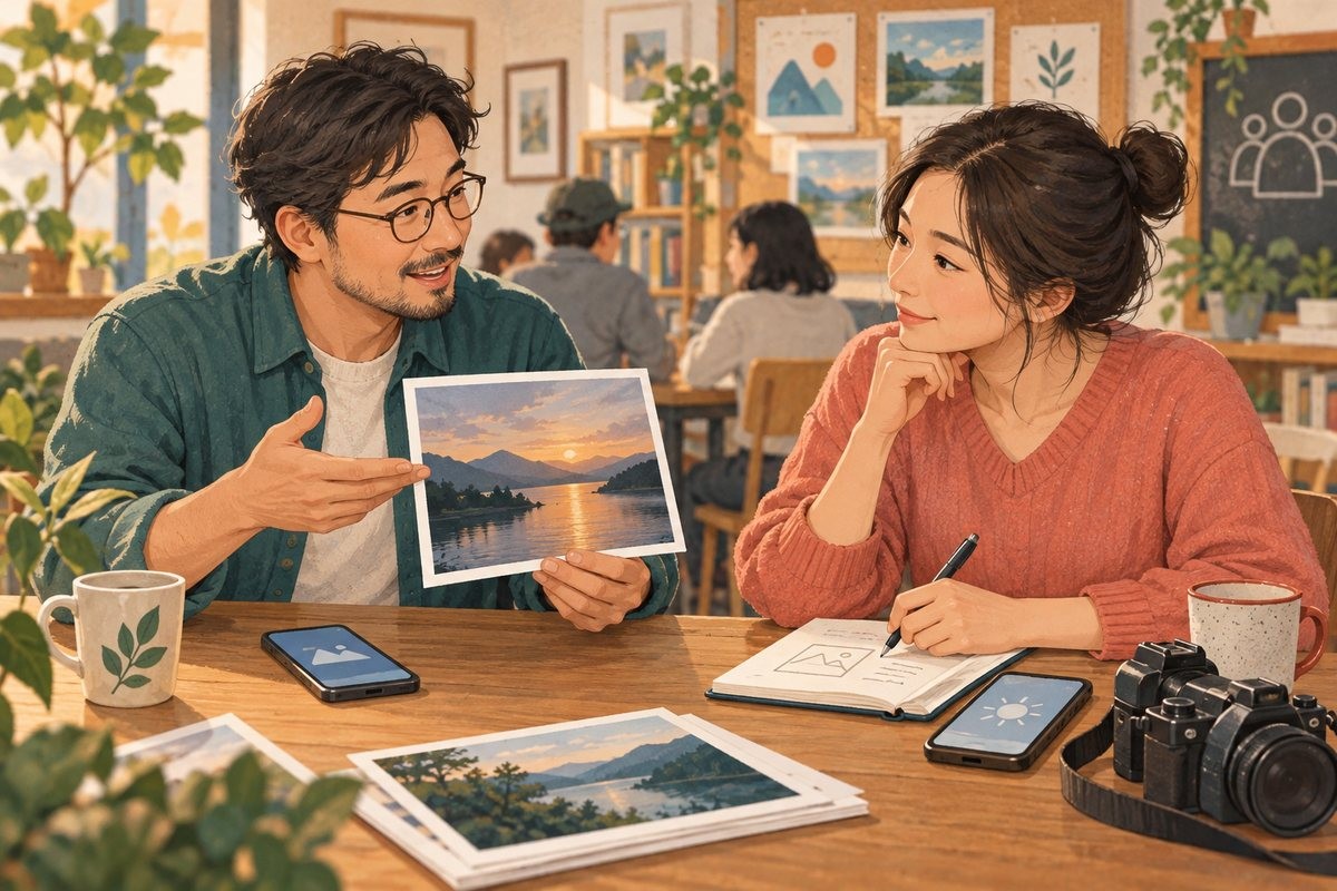 群友围绕具体作品交换建议,新人记录并反馈实际尝试结果
