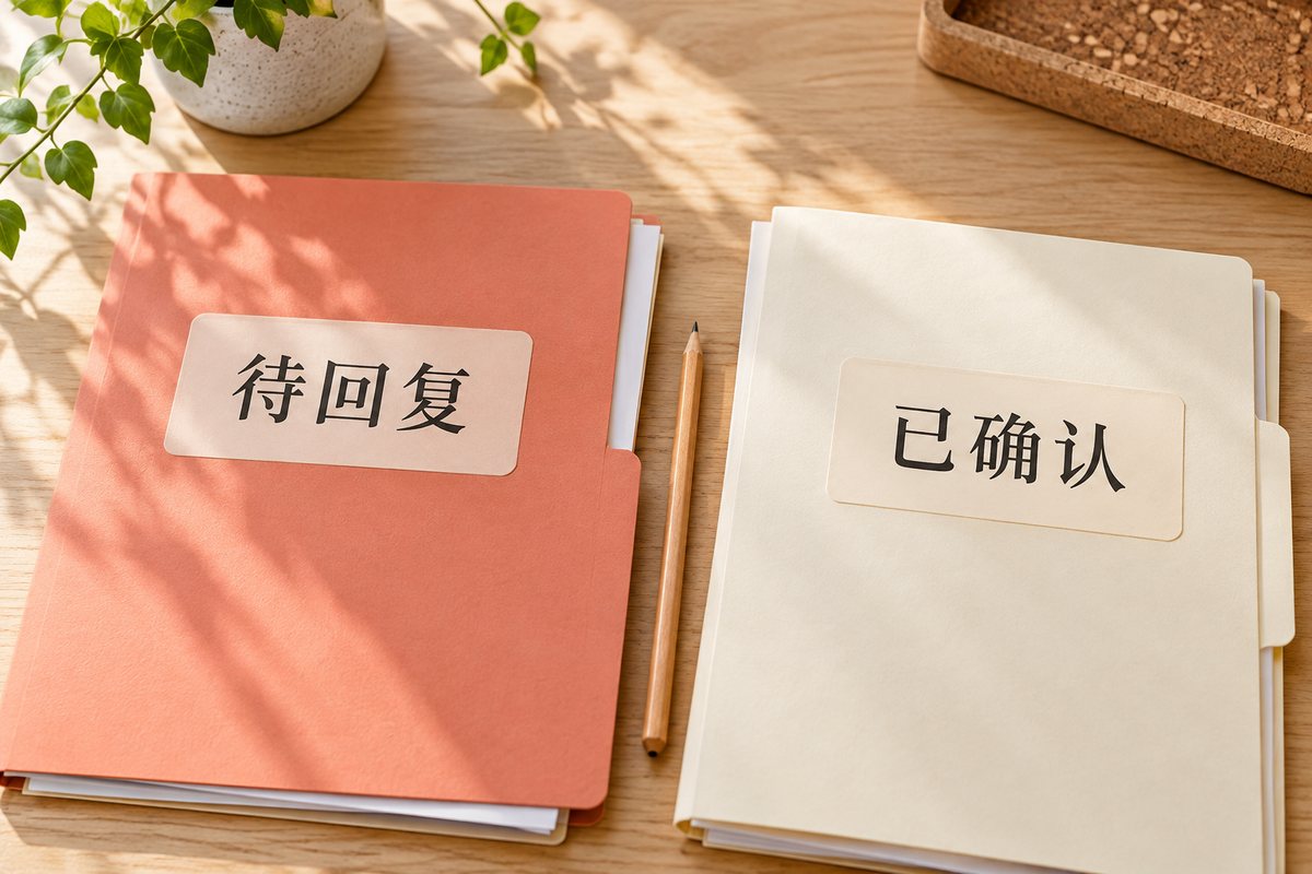 分别标为待回复和已确认的两份文件夹